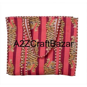 Indian Handmade Pure Cotton Quilted Tote <b>Bag</b> For Women Spacious <b>Boho</b> Shoulder Shopping Carry Eco Friendly Fabric <b>Bags</b> - Product Image 4