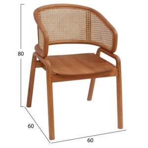 Silla de Comedor Moderna Andy Fabricada en Java, Hecha de Madera de Teca Sólida con Respaldo de Ratán Tejido y Acabado Natural para Uso en Interiores y Exteriores - Product Image 2