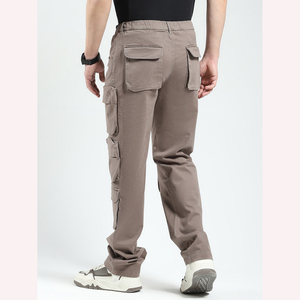 กางเกงคาร์โก้ผู้ชายกางเกงลำลองลายทางทรงตรงมีกระเป๋าหลายกระเป๋าทนทานใส่สบายกางเกงผู้ชายซักได้ - Product Image 4