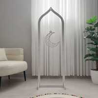 Islamic Prayer Rug Rack Holder Wooden Mosque Arch Floor Standing Decoration Ramadan Eid Home Decor Janamaz Storage Stand Supplie