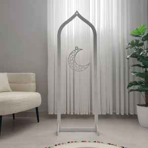 Support de tapis de prière islamique en bois, arche de mosquée, décoration de sol, décoration de la maison pour le Ramadan et l'Aïd, support de rangement Janamaz, fournitures - Product Image 4