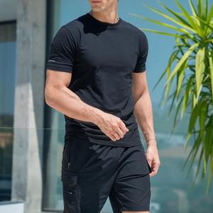 Logotipo personalizado transpirable bordado para hombre High Street Print Tees camiseta de moda de manga corta de algodón chándal conjuntos cortos para hombres - Product Image 6