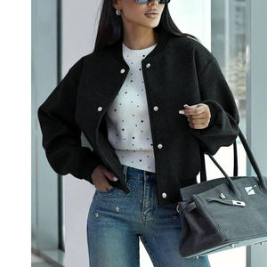 100% chaqueta universitaria de punto de invierno de lona personalizada transpirable para mujer con opciones de color y tamaño personalizados - Product Image 2