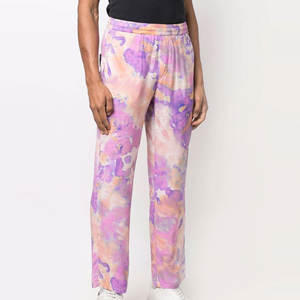 กางเกงวิ่งขาบานสำหรับผู้ชายกางเกงวิ่งขายืดสีทึบมีกระเป๋าข้าง - Product Image 3