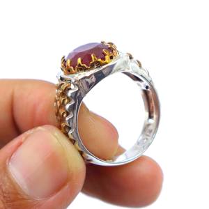 แหวนสลักลายอาเกตไฟเงินสเตอร์ลิง925ทรงรีสำหรับงานแต่งงานและงานปาร์ตี้ - Product Image 4