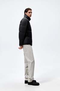 Chaqueta acolchada de burbujas acolchada de primera calidad para hombre, abrigo de calle de bombardero de invierno con cuello levantado y cremallera personalizado - Product Image 2