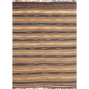 พรมลายทางคลาสสิกสีเบจและสีน้ำตาล ยี่ห้อ Nayaab ผลิตจากปอกระเจาและป่าน ขนาด 9x12 ฟุต รูปทรงสี่เหลี่ยมผืนผ้า เหมาะสำหรับบ้าน รถยนต์ ห้องนั่งเล่น หรือห้องนอน-Paem-796 - Product Image 1