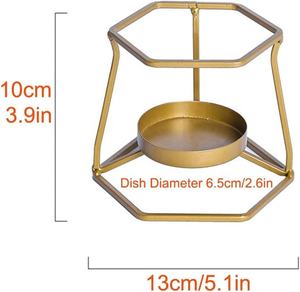 Bougeoir à bougie chauffe-plat doré brillant haut de gamme Conception de fil métallique durable pour la décoration d'événements de maison et de mariage - Product Image 2