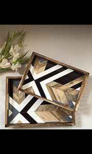 Excelente Artesanía, Bandeja de Servicio Rectangular de Madera Natural y Resina para Decoración del Hogar, Diseño Elegante y Gracioso de Resina y Madera - Product Image 2