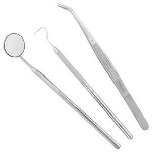 ชุดอุปกรณ์ตรวจทางทันตกรรมพื้นฐาน 3 ชิ้น ชุดเครื่องมือตรวจทางทันตกรรม ชุดอุปกรณ์ตรวจช่องปากทางทันตกรรม - Product Image 1