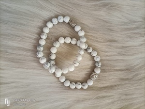 Natural Howlite 8mm Bead <b>Bracelet</b> with Buddha Charm Crystal Healing <b>Stretch</b> <b>Bracelet</b> Meditation Jewelry Wholesale - Product Image 5