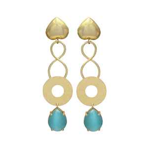 Nouvelle arrivée Designer Heart Stud Turquoise Gemstone Dangle Earring - Product Image 1