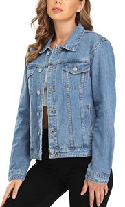 Veste en jean extensible sur mesure pour femmes veste en jean bleu respirant à séchage rapide tissu teint du Pakistan vente en gros - Product Image 5