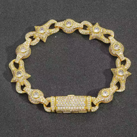Bracelet Hip Hop en Argent 925, Maillons Cubains 8MM, Diamants Moissanite VVS, Symbole Infini Irrégulier, pour Hommes - Vente Chaude