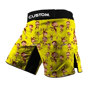 Pantalones cortos de poliéster MMA para hombre al por mayor, equipo de entrenamiento de sublimación con estampado completo para Muay Thai y boxeo, pantalones cortos de lucha negros lisos - Product Image 2