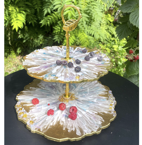 Support à gâteau en résine de qualité supérieure, support à gâteau à trois étages en résine pour servir, plateau rond avec support à gâteau en résine époxy d'Inde - Product Image 4