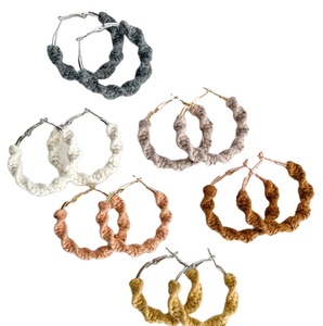 Macrame ต่างหูแบบห่วง,เครื่องประดับโมเดลอุปกรณ์เสริมตามสั่งของขวัญสำหรับต่างหูห่วงของเธอ - Product Image 1