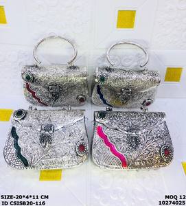 Handmade Exclusive Brass Clutch <b>Bag</b> for Ladies Designer Wedding <b>Evening</b> <b>Silver</b> Handcrafted Craftstages International From Delhi - Product Image 5