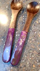 Tenedor de resina hecho a mano de la mejor calidad, utensilios de madera altamente pulidos con logotipo personalizado, restaurantes de hoteles en casa directamente de la India - Product Image 4