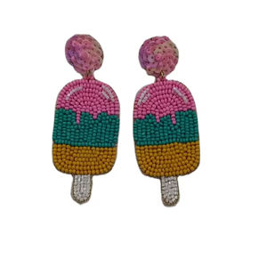 Top Quality Handmade Beaded Party Earrings icecream shape earring for Women <b>Fashion</b> <b>Jewellery</b> Available at Wholesale - Product Image 1