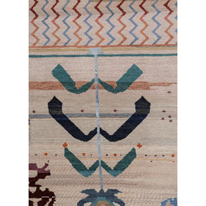 Tapis géométrique noué à la main Freedom Manchaha en laine et soie de bambou, épaisseur 10 mm, forme rectangulaire pour salon et couloir - Les-8051 Gris Noir - Product Image 3