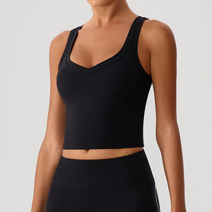 เสื้อกล้ามออกกำลังกายถักนิตติ้งไซส์ใหญ่ ขายดี แห้งเร็ว มีบราในตัว ขายส่ง เสื้อโยคะ - Product Image 1