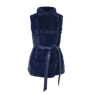New Arrival Women Cut-Line Faux Fur Fake Down Quilted Padded Fashion Vests Customize Vests