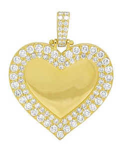 Moissanite Diamond <b>Studded</b> In 925 Silver Iced Out Super Heart Pendant <b>For</b> <b>Men</b> & Women Gift Party Wear - Product Image 1