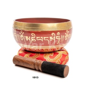 Bol chantant or et rouge-Master Healing Grade-Bol sonore authentique fabriqué à la main - Product Image 1