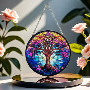 Attrape-soleil en verre teinté personnalisé de six pouces, design Art Déco, cadre en métal noir, design de panneau pour film de fenêtre arc-en-ciel, ornements pour enfants - Product Image 3