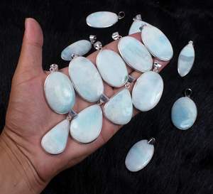 Top Natural <b>Blue</b> Aragonite Silver Plated Pendant Crystal Aragonite Gemstone Pendant Wholesale Pendant Bezel Collection <b>Necklace</b> - Product Image 3