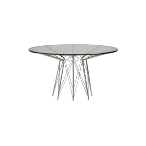 Modern Round <b>Dining</b> <b>Table</b> with Tempered Glass Top and Metal Legs Midcentury Design for Home Use <b>Coffee</b> <b>Table</b> With b\Best Quality - Product Image 1