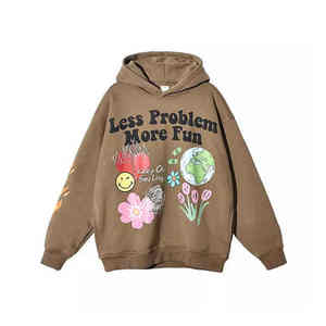 Sweat à capuche imprimé respirant 100% coton High Street Quick Dry Puff Print Hoodie - Product Image 1