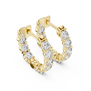 Boucles d'oreilles créoles inversées en or massif 14K 18K avec diamant de laboratoire taille ronde DEF VVS, bijoux fins pour mariage, ODM - Product Image 4