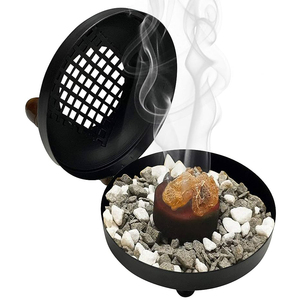Superior Best Quality New Arrival Round <b>Incense</b> <b>Burner</b> Iron Metal <b>Incense</b> <b>Holder</b> for Tabletop Decoration With Lid Wooden Handle - Product Image 1
