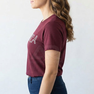 T-shirt personnalisé avec nom en strass, vêtements décontractés d'été, tissu en coton de qualité supérieure, respirant, écologique, manches courtes - Product Image 5