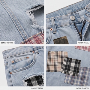 Jeans de Mezclilla de Cintura Alta con Parches, Ligeros, Desgastados, de Corte Holgado, Estilo Casual, Tela de Algodón para Primavera, ODM OEM - Product Image 3