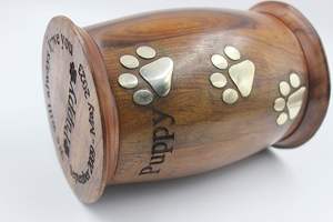 Pet <b>Urn</b> <b>for</b> <b>Dog</b> Cat <b>Ashes</b> with Brass Inlay Paws Wooden Personalized Funeral Cremation <b>Urn</b> Pet Memorial Keepsake <b>Urn</b> - Product Image 2