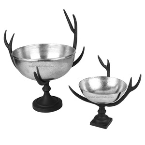 Bol de service en aluminium fini argent tendance pour ustensiles de cuisine à la maison décor de Table à manger bols de service alimentaire avec base - Product Image 2