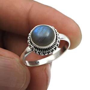 Bague artisanale tendance, cadeau pour l'amour, argent sterling 925, bijoux bohèmes avec pierre précieuse labradorite naturelle taille ronde - Product Image 4