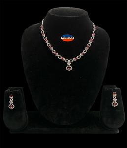 Traditional Pure AD Necklace <b>Set</b> <b>for</b> <b>Women</b> Stylish Diamond <b>Jewelry</b> <b>Set</b> with Earrings <b>for</b> Wedding Engagement and Daily Fashion - Product Image 2