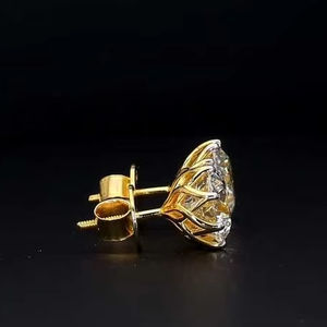 Pendientes de tuerca finos de diamante cultivado en laboratorio de corte clásico con estilo Unisex, oro rosa amarillo blanco de 18 quilates, a la moda para fiesta de aniversario de boda - Product Image 3