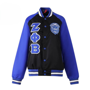 เสื้อแจ็คเก็ตวาร์ซิตี้ Zeta Phi Beta Sorority สำหรับผู้ชาย สไตล์กรีก สำหรับฤดูหนาว แบบทอ ระบายอากาศได้ดี คอตั้ง ปิดด้วยซิป ขายส่ง - Product Image 2