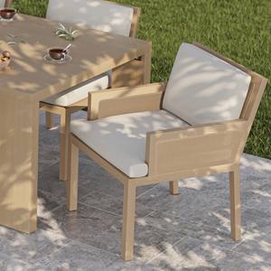 Ensemble de jardin minimaliste en teck massif résistant aux intempéries pour 6 personnes - Product Image 5