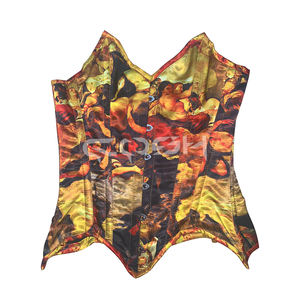 COSH CORSET Overbust Steelboned Digital Sublimated Renaissance Print Satin Fashion Wear Corset Top - Product Image 3