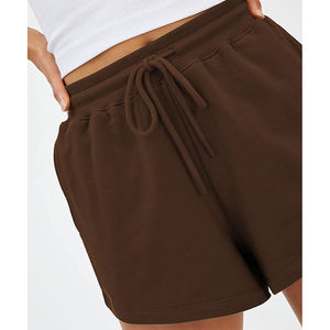 Short de survêtement polaire classique taille haute pour femme avec motif de décoration de bouton respirant et à séchage rapide avec poches - Product Image 3