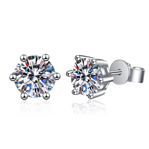 Boucles d'oreilles clous en moissanite ronde certifiée GRA 0,6-4 carats/paire, éclat orbitale, D VVS1, argent sterling 925 - Product Image 1
