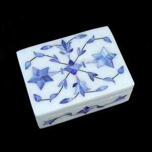 Meilleure vente de boîte à bijoux carrée de luxe en marbre fabriquée à la main en Inde avec des perles de nacre de style moderne d'approvisionnement dans le monde entier - Product Image 4