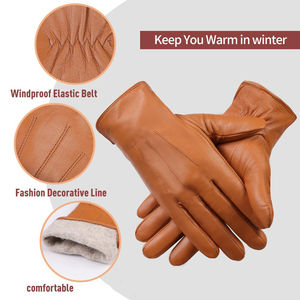 Gants tendance en cuir avec logo personnalisé Produit respirant à coutures hautes Gants mode en cuir ultra doux au toucher pour hommes OEM - Product Image 3