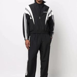 Custom Solid <b>Zip</b> Windbreaker Nylon Tracksuit Heavyweight <b>Hooded</b> Breathable High Quality Regular Fit Jacket Pants Set Winter - Product Image 2